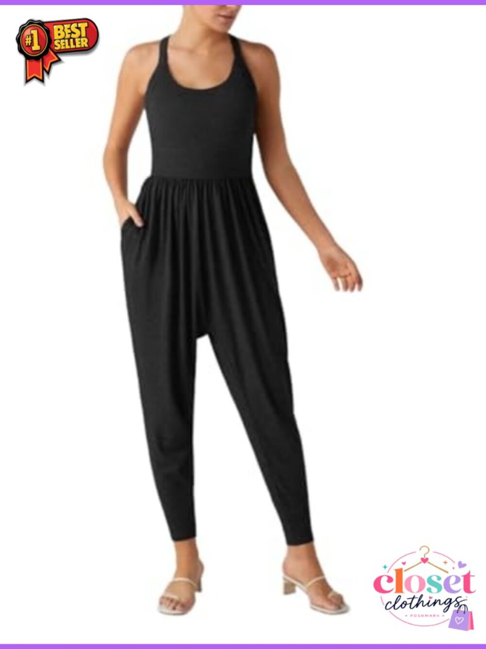 Bobuco Women's Long Sleeve Backless Twist Jumpsuit with Pockets
